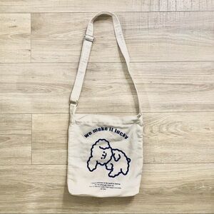 White Puppy Graphic Shoulder Tote Bag